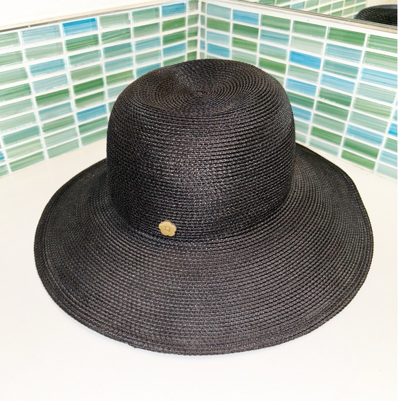 NWOT ERIC JAVITZ Hampton in Original Black Squishee Packable Straw Hat 4” Brim - Picture 13 of 14